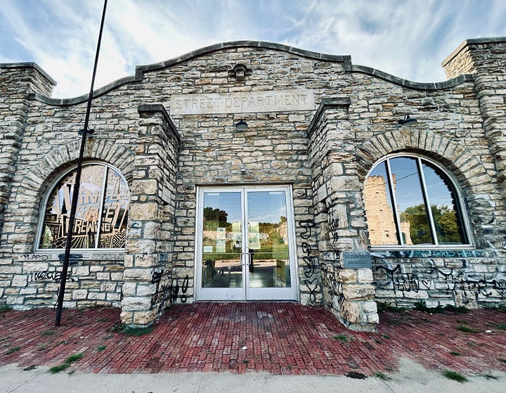 kegs, chairs, taproom