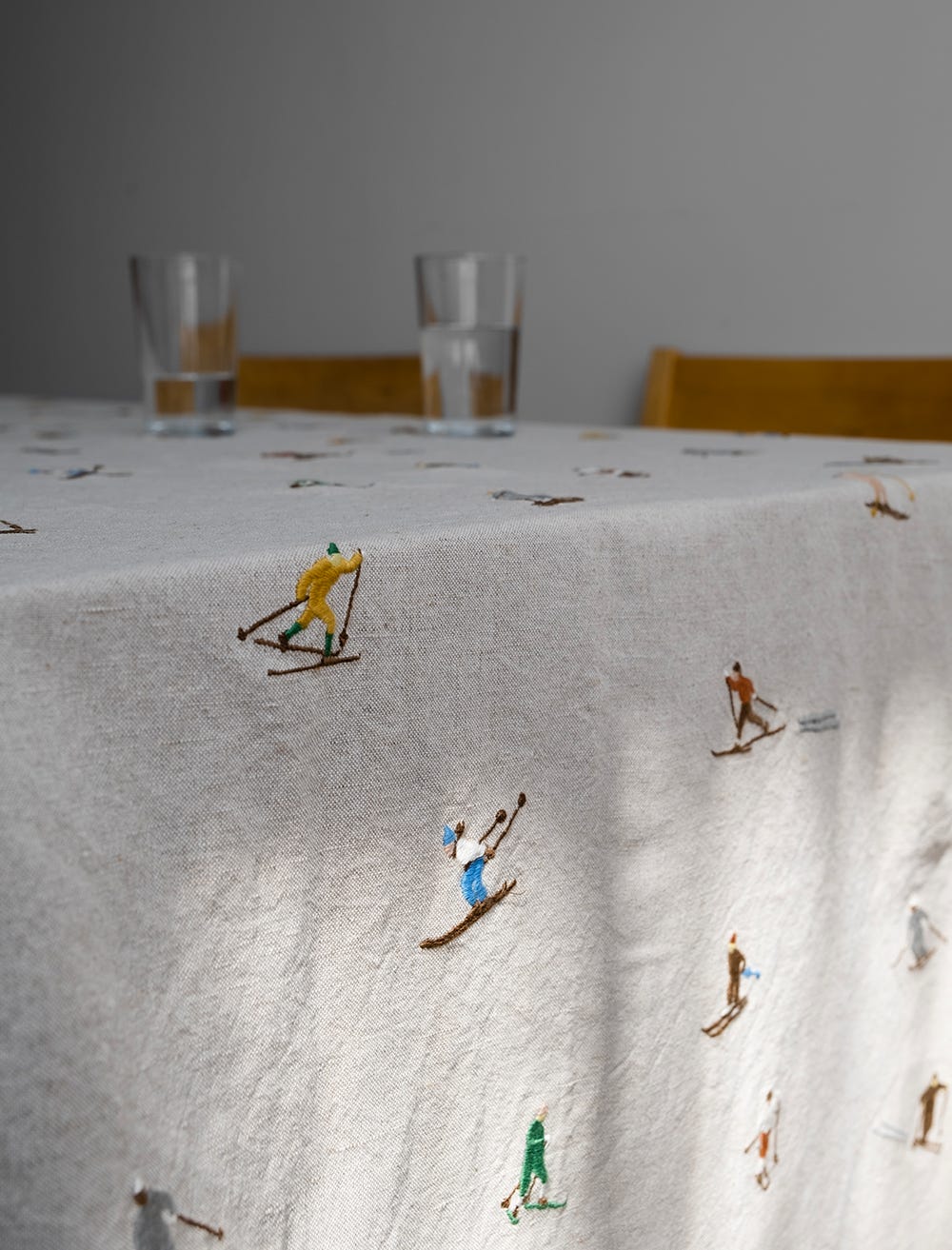 Fine Little Day skiers tablecloth