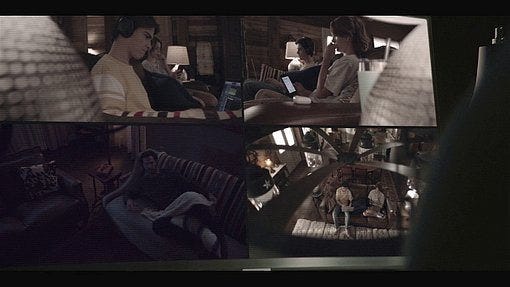 Walker creepy man watching entire family through hidden camera. Walker creepy man watching entire family through hidden camera.