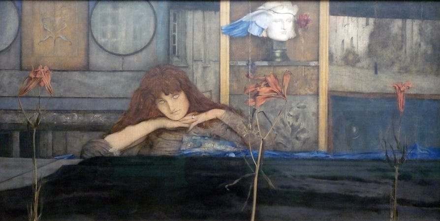 Fernand Khnopff, I Lock my Door Upon Myself, 1891, oil on canvas, 72.7 x 141 cm (Neue Pinakothek, Munich)
