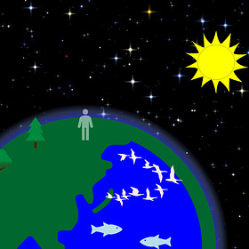 1:20 God said, “Let the waters abound with living creatures, and let the “oph” (עוֹף) fly above the earth in the open expanse of the sky.”