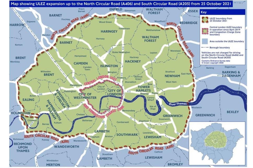 <p>Ulez extension map</p>