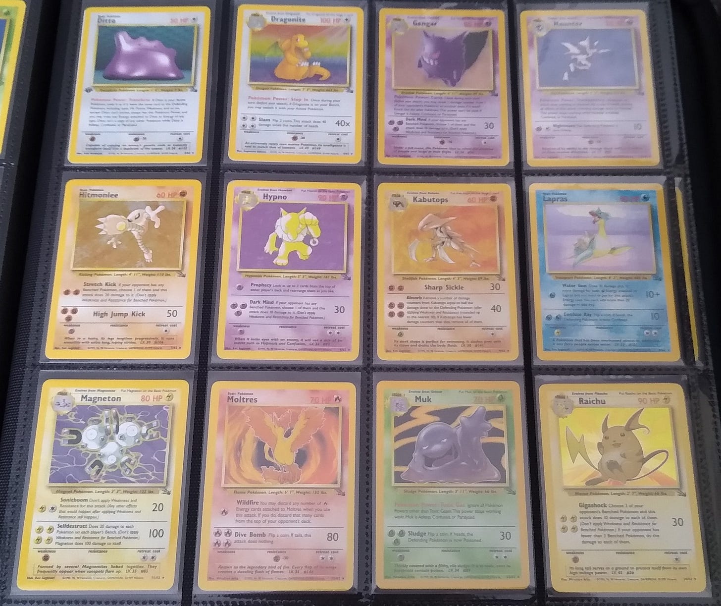 A selection of holographic Pokémon Cards from my Fossil set