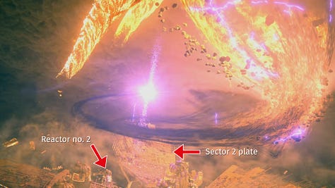 Singularity tornadoes and ravaged sector 2 plate
