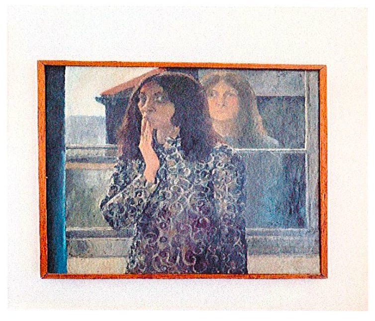 painting the two sisters featuring two women separated by glass