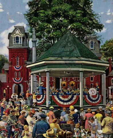 Saturday Evening Post Patriotic Band Concert Stevan Dohanos July 7, 1951 Delhi New York