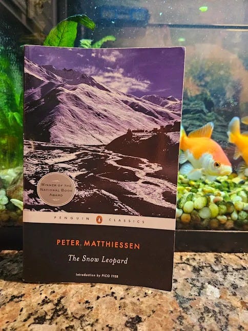 May be an image of text that says 'WINNERO THE NATIONA OOK AWARD PINGUIN o CLASSICS PETER. MATTHIESSEN TheSnowLeopard The Snow Leopard Iatredeetlon.byPICOYER Intredretion PICO YER'