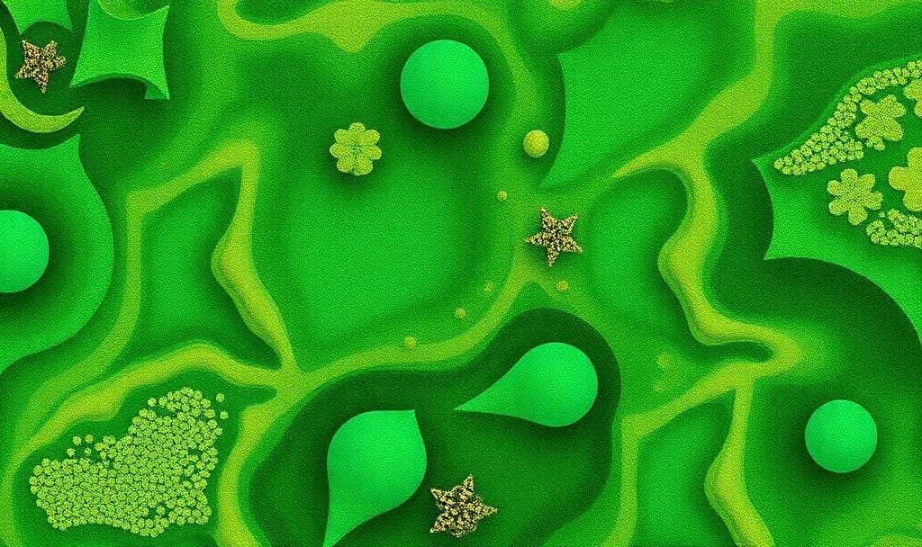 terrain of green felt, with sea creatures
