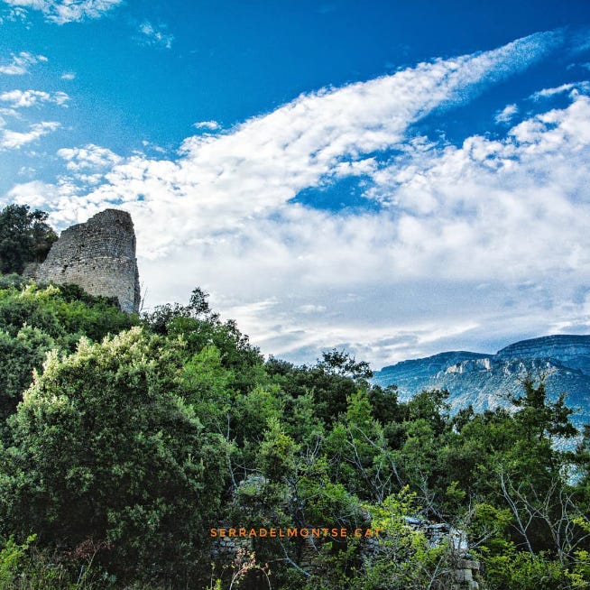 A la Vall d'Ariet de Caps, al límit amb Santa Maria de Meià, es troben les restes del que va ser la impressionant muralla que rodejava el Castell de Castelló de Meià, amb visibilitat directa sobre el Castell d'Orenga i el Puig de Meià, entre d’altres. Al límit nord-est del recinte encara s'aguanta ferm part de l'absis de l'antiga església castellera de Sant Martí. Al fons i a la dreta, el #Montsec de Rúbies (o de Meià). Artesa de Segre, La Noguera. Lleida, Catalunya. A la Vall d'Ariet de Caps, al límit amb Santa Maria de Meià, es troben les restes del que va ser la impressionant muralla que rodejava el Castell de Castelló de Meià, amb visibilitat directa sobre el Castell d'Orenga i el Puig de Meià, entre d’altres. Al límit nord-est del recinte encara s'aguanta ferm part de l'absis de l'antiga església castellera de Sant Martí. Al fons i a la dreta, el #Montsec de Rúbies (o de Meià). Artesa de Segre, La Noguera. Lleida, Catalunya.