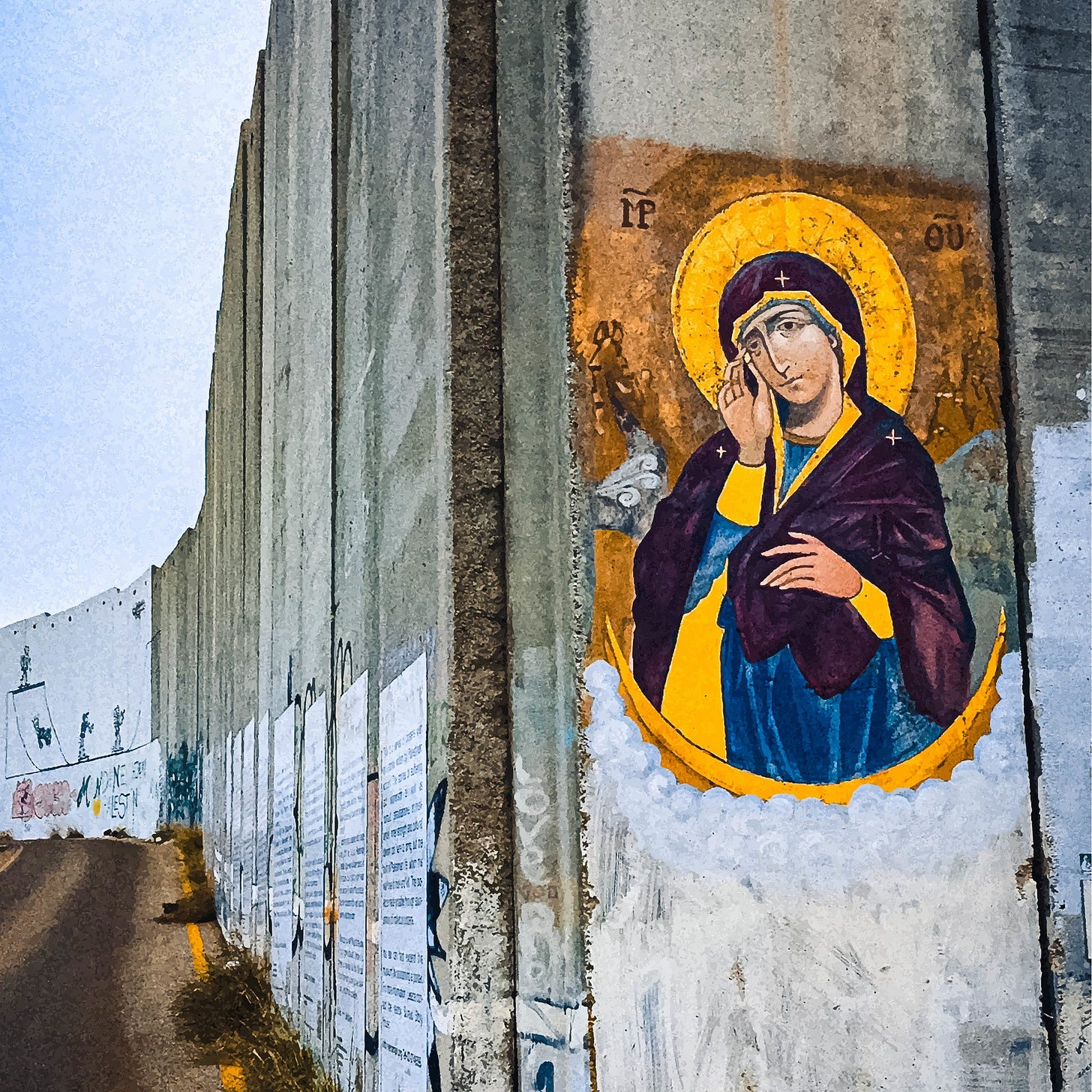 Our Lady Who Brings Down Walls Icon Brushed Aluminum Print