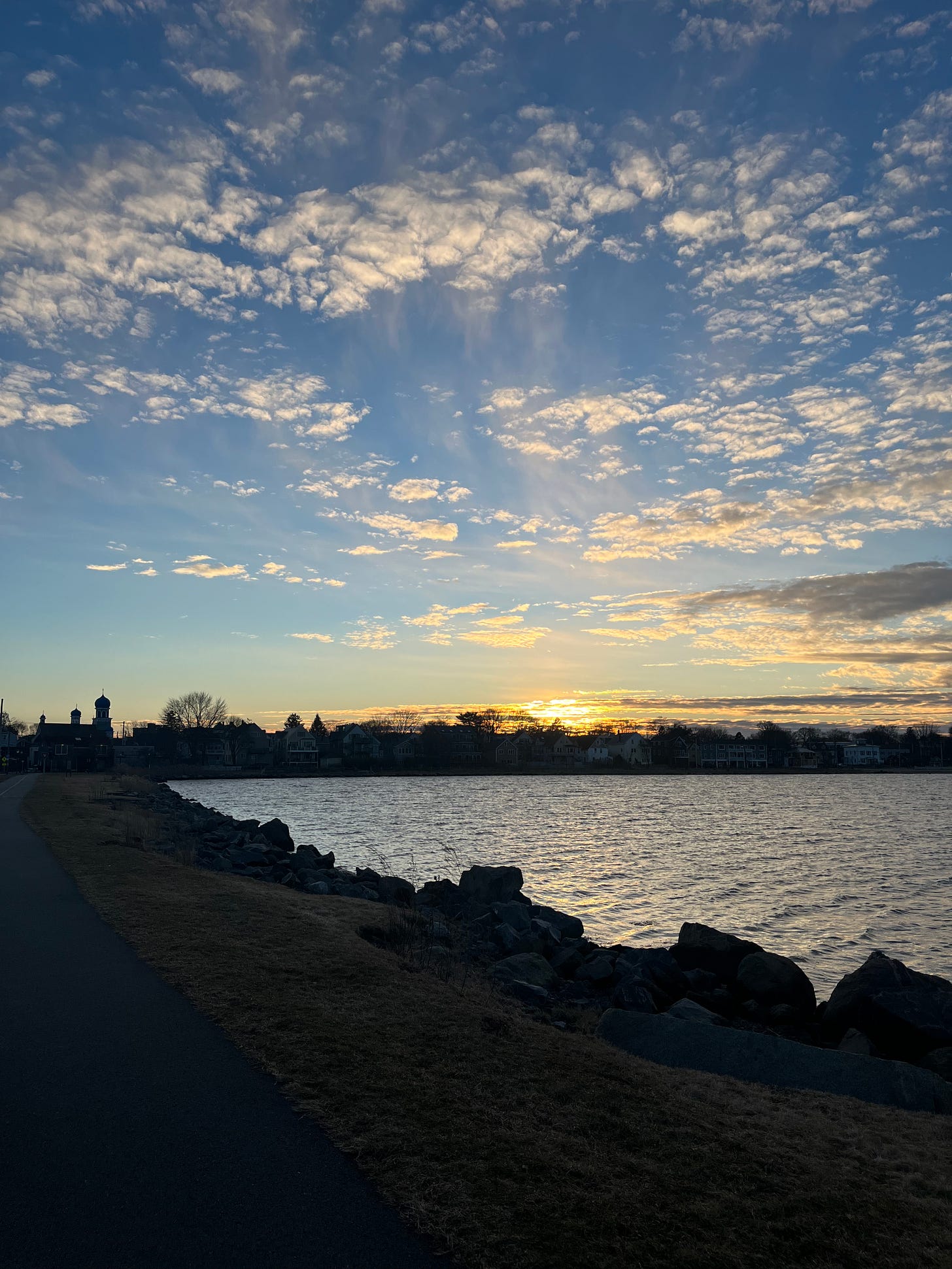 Sunset over a cove