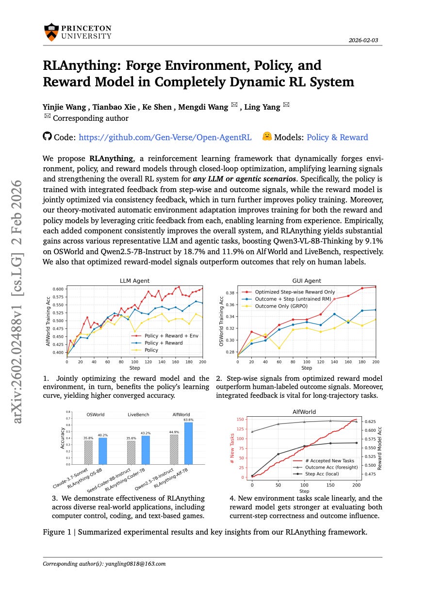 RLAnything: Forge Environment, Policy, and Reward Model in Completely Dynamic RL System