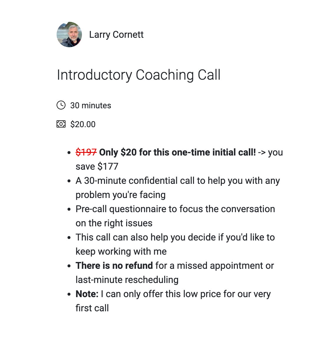 My introductory coaching call