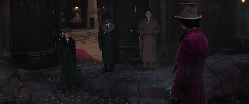 Paterson Joseph, Matt Lucas, Mathew Baynton, and Timothée Chalamet in Wonka (2023) Paterson Joseph, Matt Lucas, Mathew Baynton, and Timothée Chalamet in Wonka (2023)