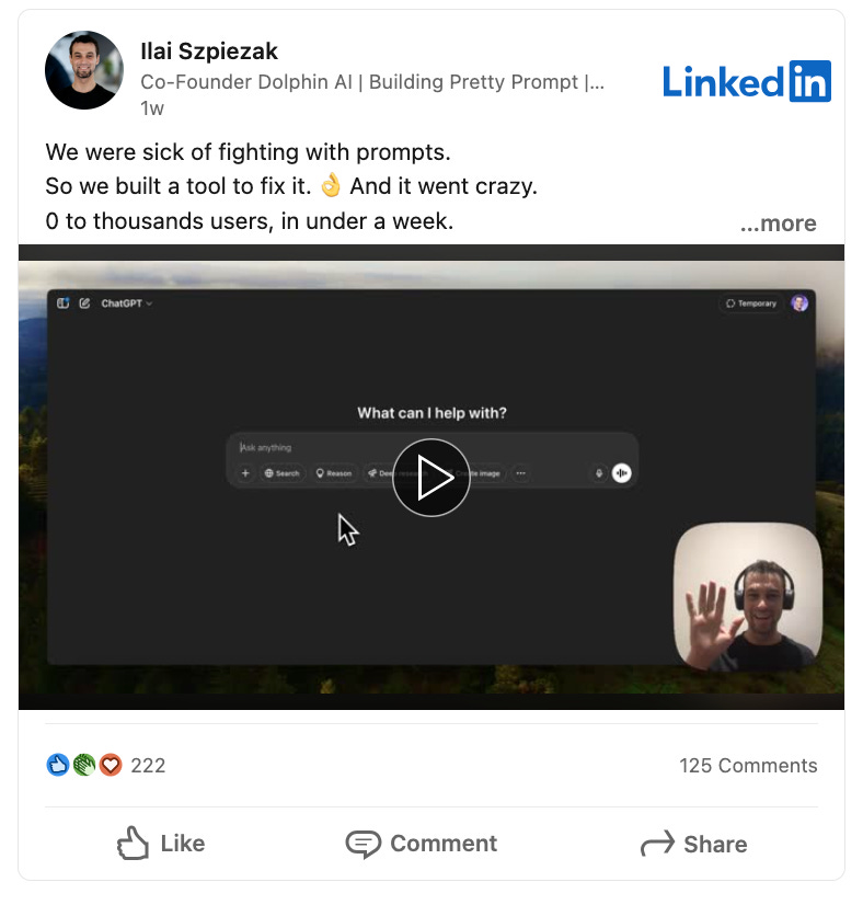 LinkedIn post by Ilai Szpiezak
