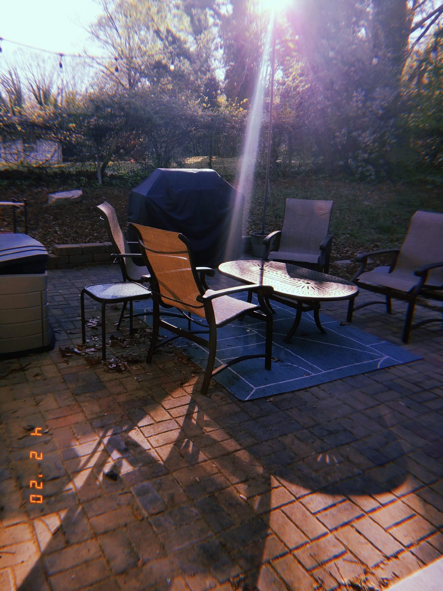 The backyard patio of my home where we spend most of our time together.
