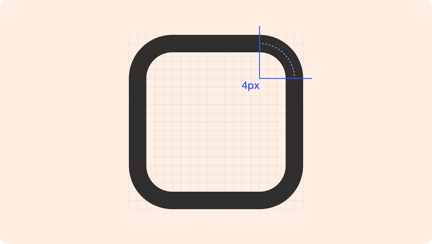 corner radius 4px