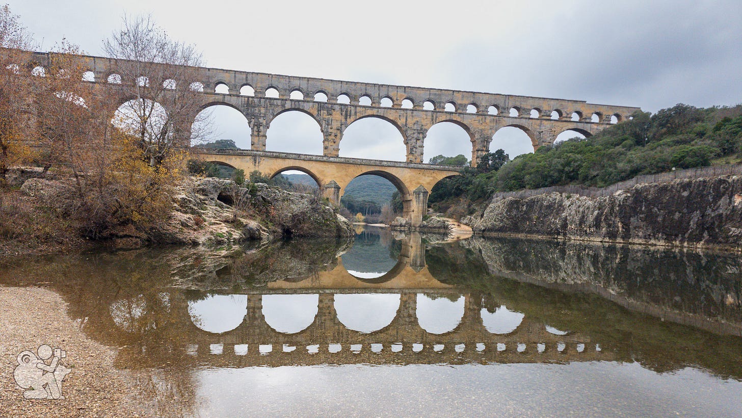 A roman aqueduct spanning the Gardon River in Southern France A roman aqueduct spanning the Gardon River in Southern France