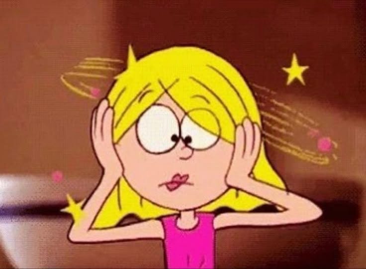 This may contain: a cartoon girl with her hands on her head