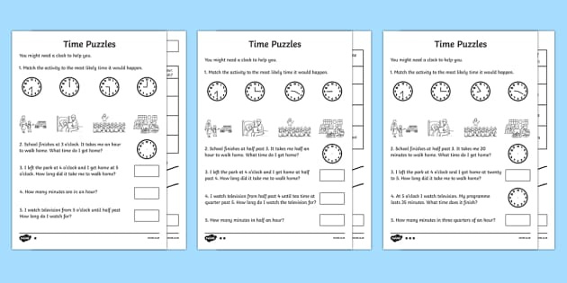 Differentiated Time Worksheet / Worksheet Pack
