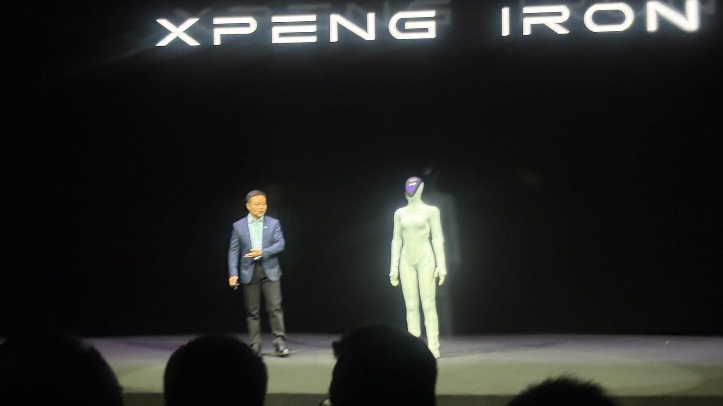 Chinese EV company Xpeng showed off its newest humanoid robot in Guangzhou on Nov. 5, 2025.