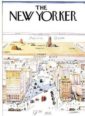 'View of the World from 9th Avenue.' Cover print by Saul Steinberg,  Published in The New Yorker on 3/29/1976: Posters & Prints - Amazon.com