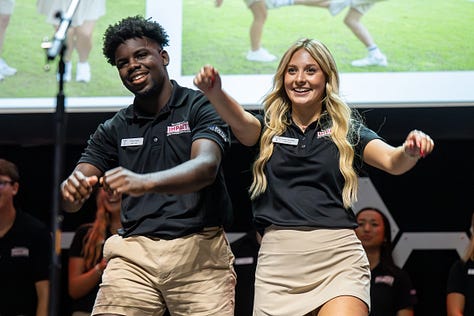 Students enjoy the events of IMPACT. While IMPACT is an opportunity to learn more about campus and get registered for classes, students have time for fun at Camp Butter and Egg! (PHOTOS/Joey Meredith)