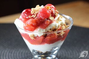 Cherry Rhubarb Sauce Parfait Cherry Rhubarb Sauce Parfait