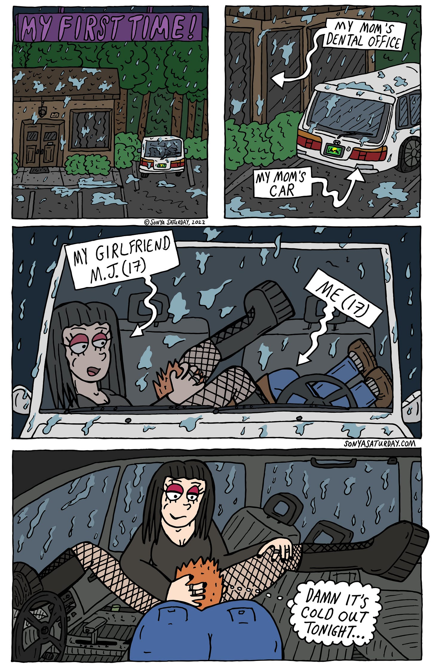 17-year-old Sonya Saturday getting it on with her girlfriend in the front seat of her mom's car