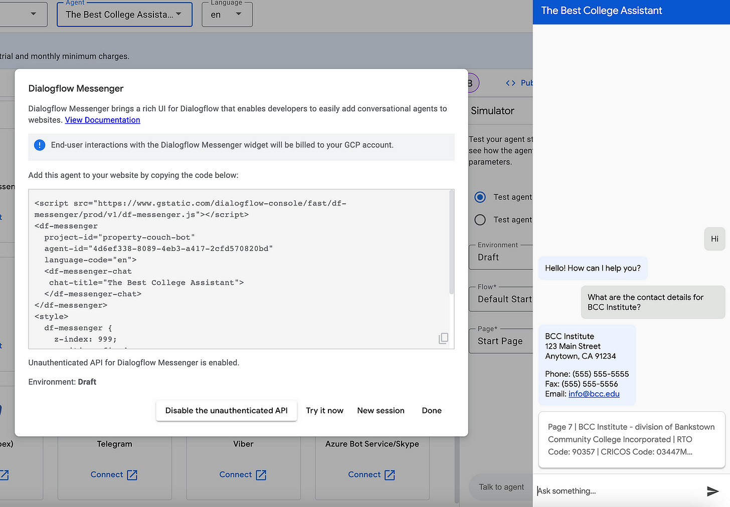 Google Vertex AI chatbot with custom information