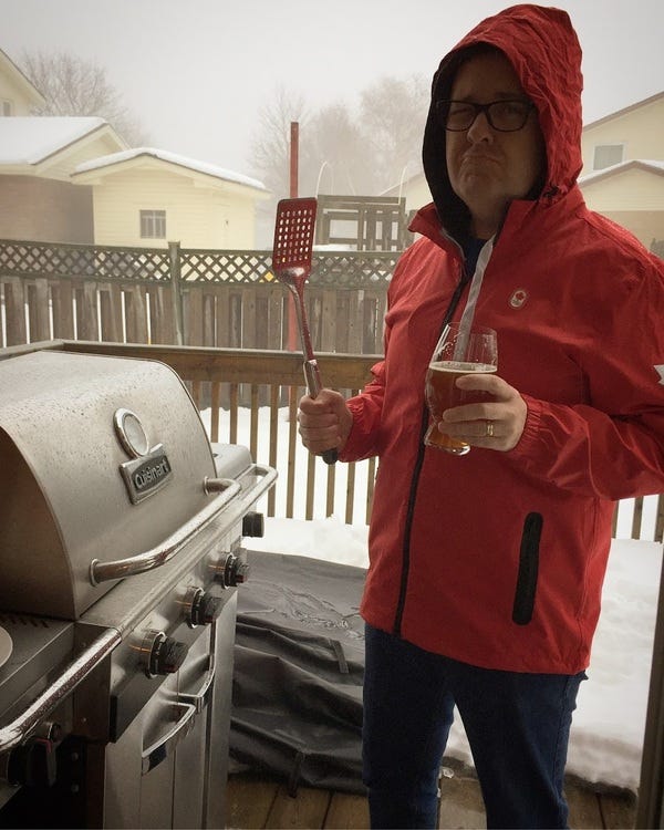 Pictured: Author partakes in evolving tradition of Boxing Day Barbecue Pictured: Author partakes in evolving tradition of Boxing Day Barbecue