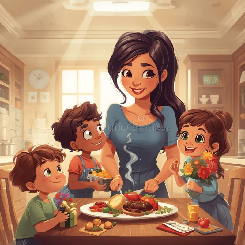 Happy Mother Day Family Mother and Children Stock Illustration - Illustration of setting, woman: 407284959 Happy Mother Day Family Mother and Children Stock Illustration - Illustration of setting, woman: 407284959