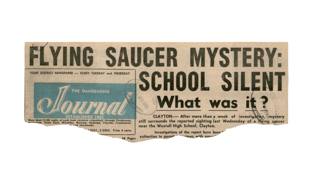 The Dandenong Journal covered the mysterious 1966 sighting. (Supplied: Dandenong Journal)