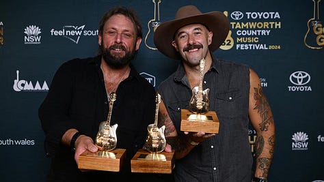 LEFT TO RIGHT: Taylor Swift (iHeartRadio awards), The Wolfe Brothers (Golden Guitars winners), tech journalist Brian Merchant*, Mike Pepi*, literary scholar Michael Falk*, NYU emeritus professor and AI skeptic Gary Marcus*  *Courtesy of Artist
