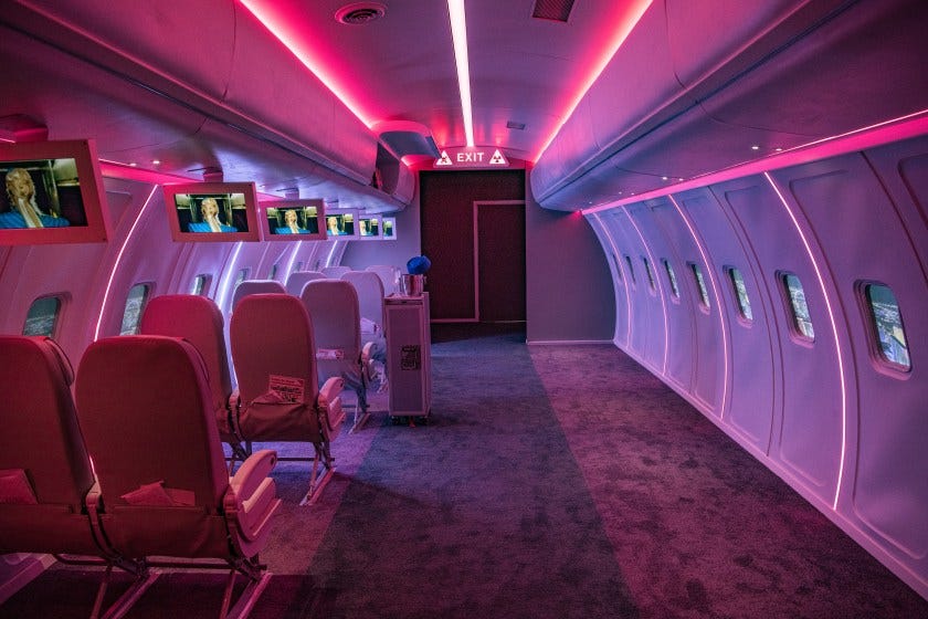 The Zone: Britney Spears re-creates the airplane interior from Spears’ “Toxic” video. The Zone: Britney Spears re-creates the airplane interior from Spears’ “Toxic” video.