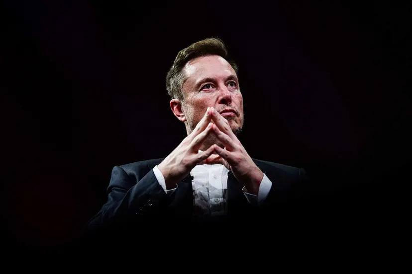 Elon Musk deep in thought at a formal event Elon Musk deep in thought at a formal event