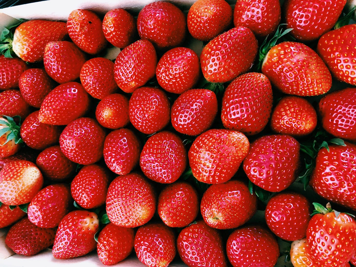 red strawberries on white ceramic plate red strawberries on white ceramic plate