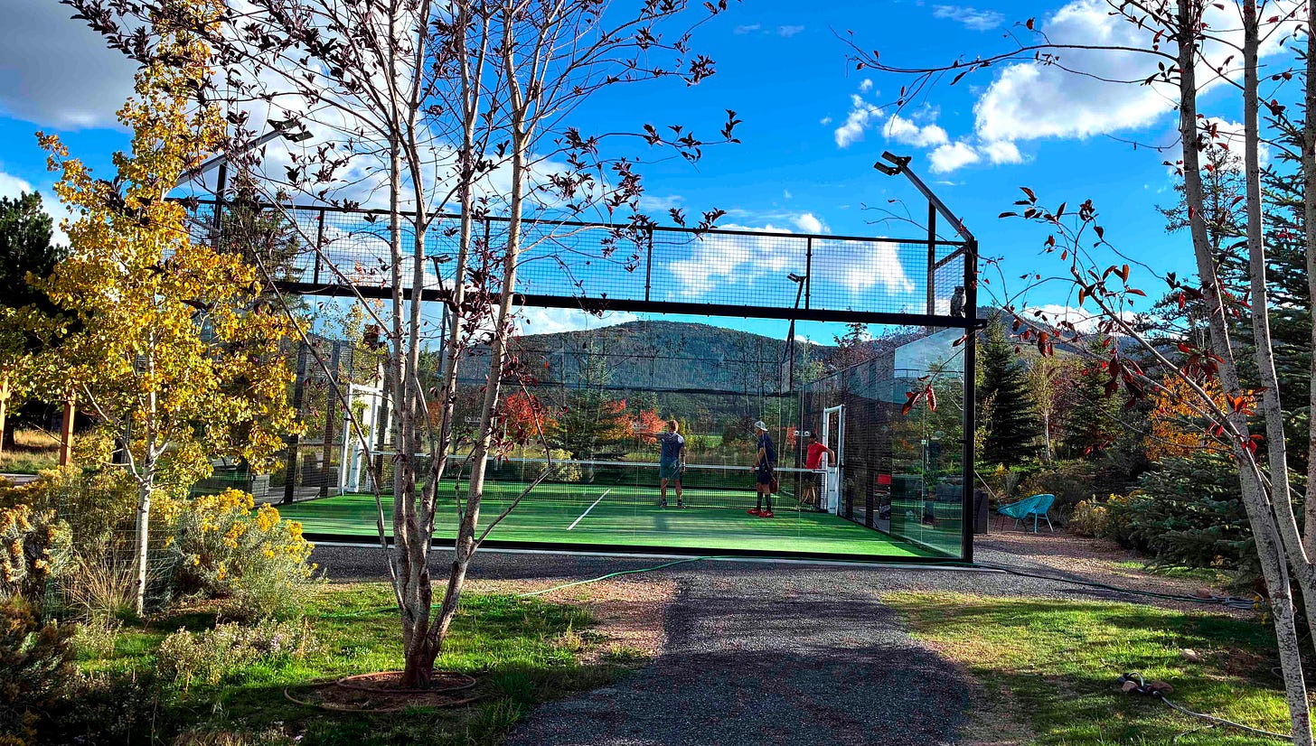 A private padel court in the mountains outside Park City, Utah A private padel court in the mountains outside Park City, Utah