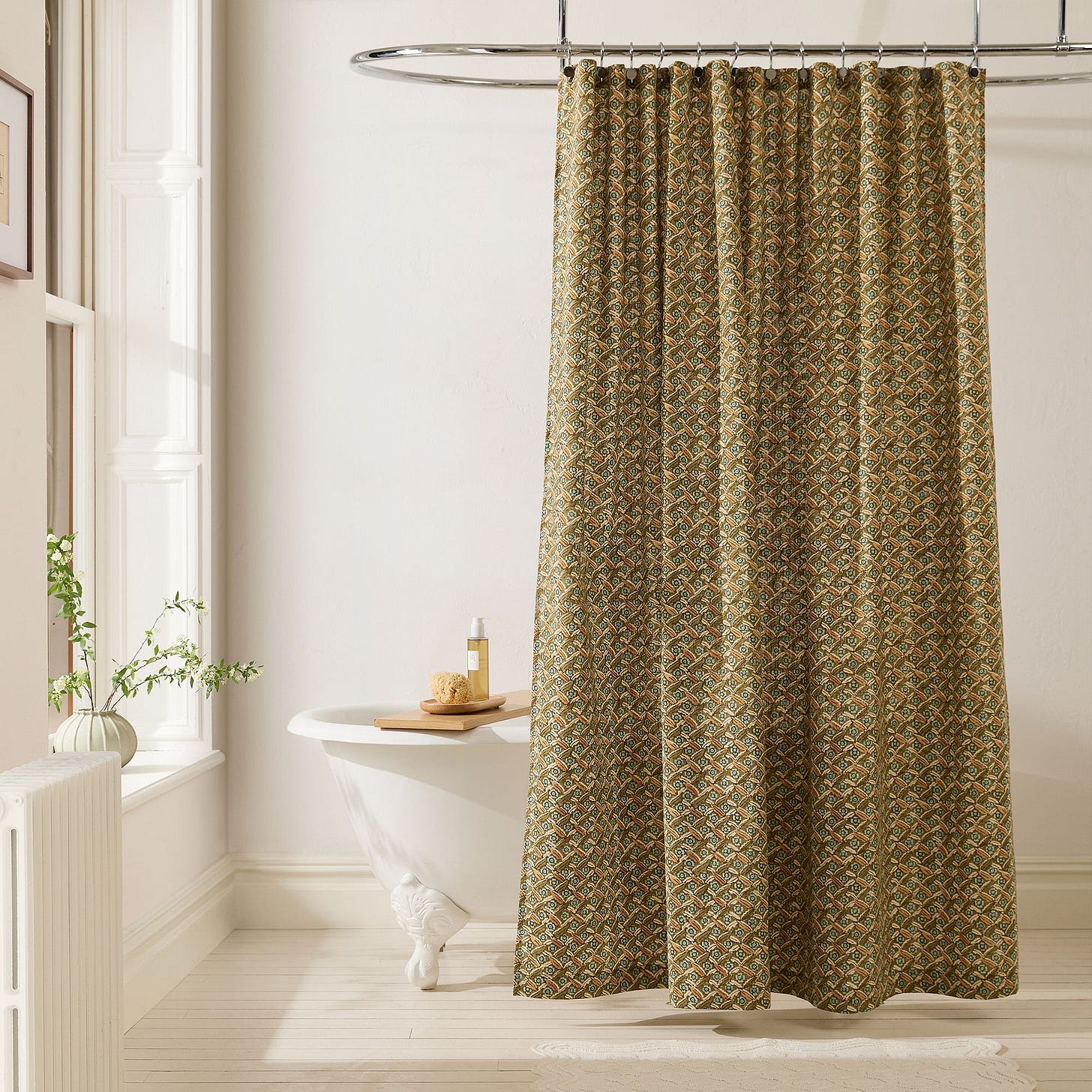 Alt image 1 for Pierce &amp; Ward Floral Lattice Shower Curtain&#160;