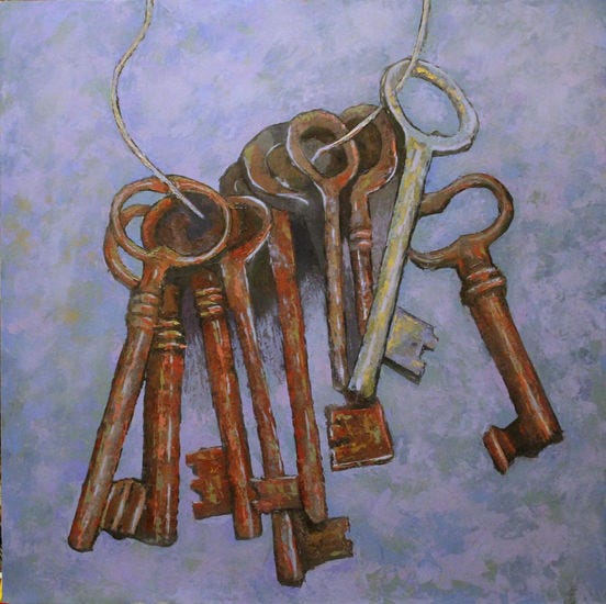 Las llaves del cielo Óleo Tabla Bodegones