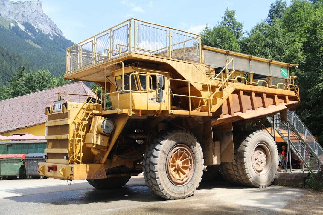 A large dumper truck from a mining operation. A large dumper truck from a mining operation.