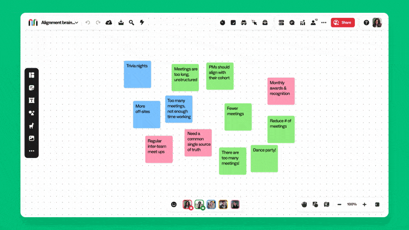 A gif of Mural's clustering feature with AI