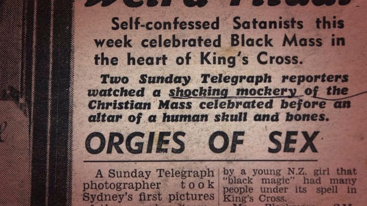 Newspaper reads: self-confessed Satanists this week celebrated Black Mass in the heart of Kings Cross. Newspaper reads: self-confessed Satanists this week celebrated Black Mass in the heart of Kings Cross.