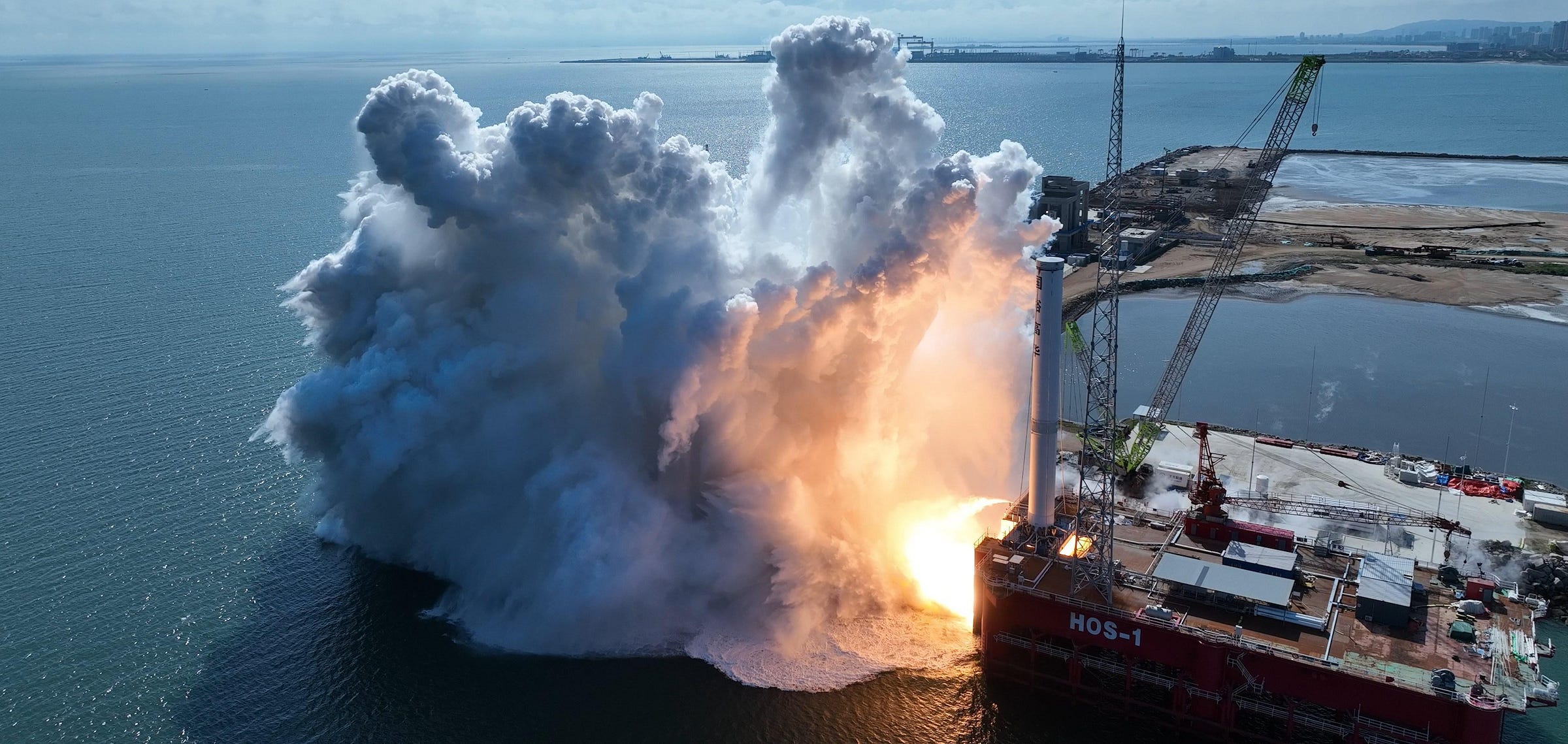 Tianlong-3’s first-stage booster during its static fire on September 15th. Tianlong-3’s first-stage booster during its static fire on September 15th.