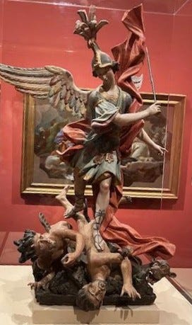 St. Michael the Archangel crushing Satan