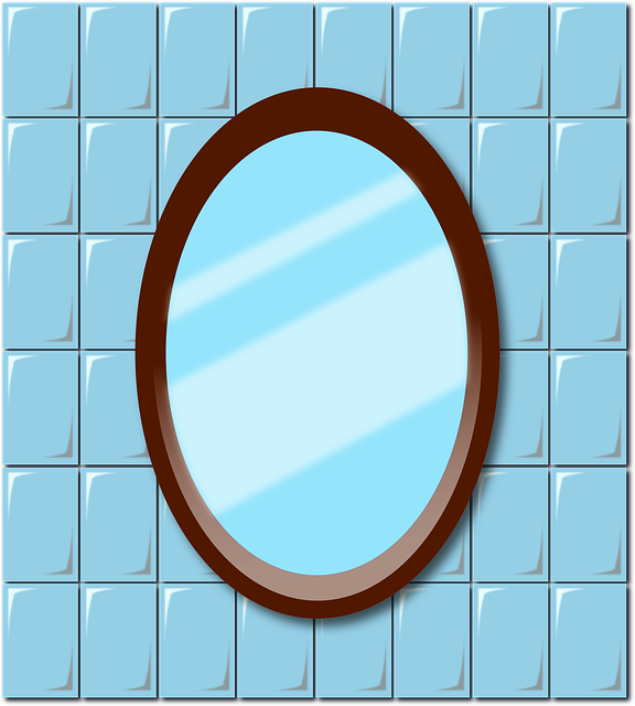 Free mirror tile bathroom vector