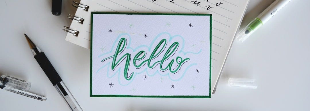 green and white Hello board decor green and white Hello board decor