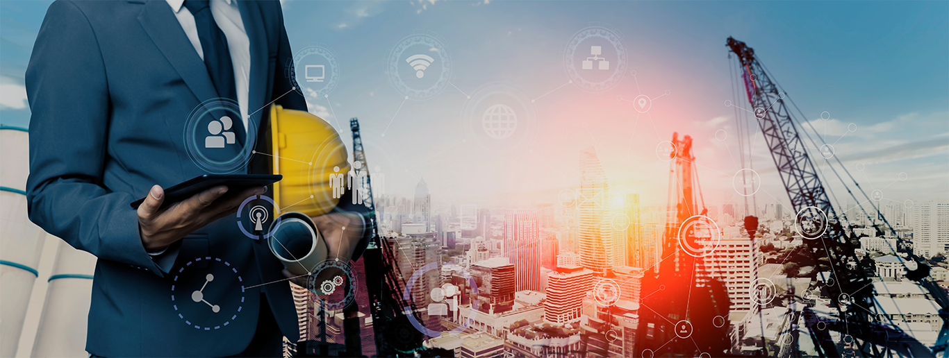 An illustration of AI technology being used in the construction industry. An illustration of AI technology being used in the construction industry.