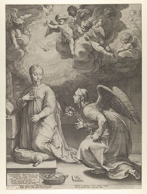 Annunciation; The Feast of the Gods at the Marriage of Cupid and Psyche; Farnese Hercules