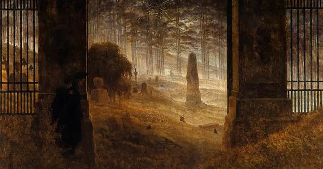 Caspar David Friedrich, The Cemetery Entrance, 1825. 